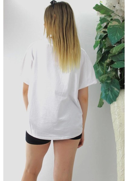 Geniş V Yaka Tişört Beyaz - 1090.35 modelleri