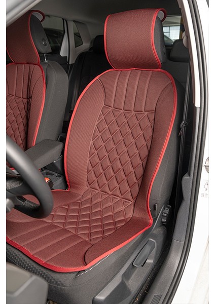 Renault Symbol Orta Uyumlu Lüx Oto Koltuk Minderi Ön 2'li Set Elegance Kırmızı Autogoodstore