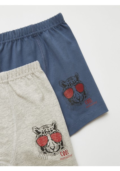 Erkek Çocuk Organik Pamuklu Likralı Boxer Cool Tiger 4'lü Paket