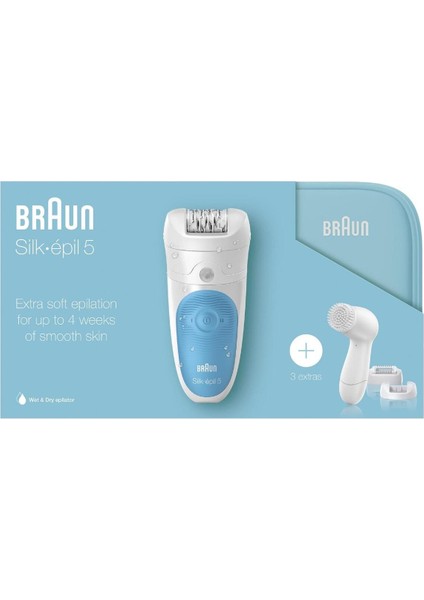 Silk-Épil 5 5545 Sensosmart, Kablosuz, Islak&kuru, Epilatör Yüz Temizleme Fırçası