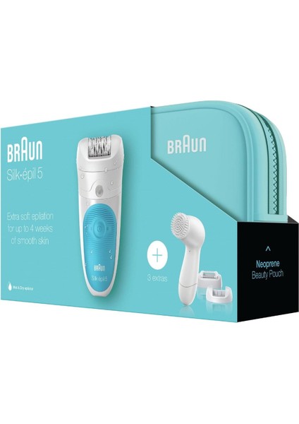 Silk-Épil 5 5545 Sensosmart, Kablosuz, Islak&kuru, Epilatör Yüz Temizleme Fırçası