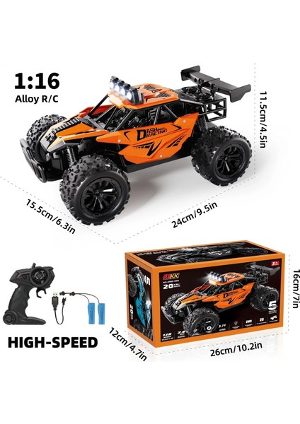 Rc Off-Road Araç , 2.4ghz Kablosuz Uzaktan Kumanda, Pille Çalışan Çift 500MAH Şarj Edilebilir Lityum, USB Şarj