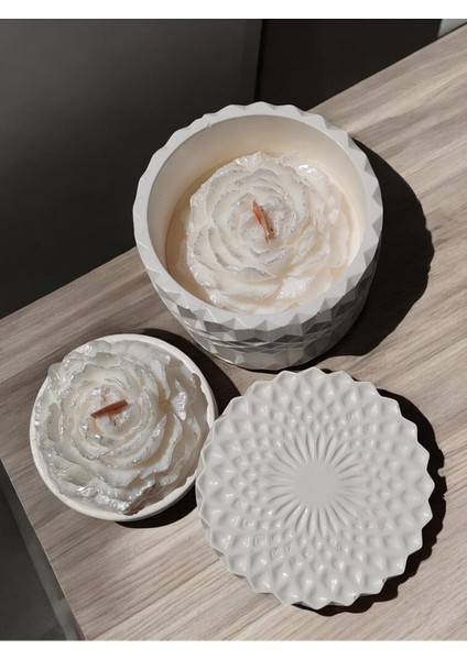 'şakayık Işığında' Set ( Kapaklı Kristal Desenli Şakayık Çiçeği Mum & Mini Sunumlukta Şakayık Mum) modelleri