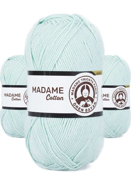 3 Adet Madame Cotton El Örgü Ipi Yünü 100 gr 017 Mint Yeşili