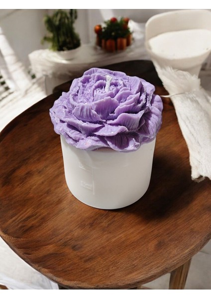 'bloom Candles' Serisi 2 - Dekoratif Lila Şakayık Çiçekli Blok Mum indirimleri