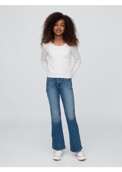 Kız Çocuk Mavi High Rise '70s Flare Jean Pantolon