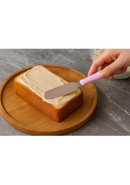 5'li Renkli Saplı Kahvaltı-Pasta Spatula Seti - Paslanmaz Çelik Uçlu
