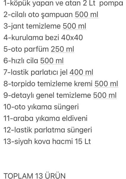 13"lü Efsane Set Araba Araç Yıkama Bakım Seti Fırsat Ürünler Oto Bakım Temizlik Seti Kovalı fırsatları