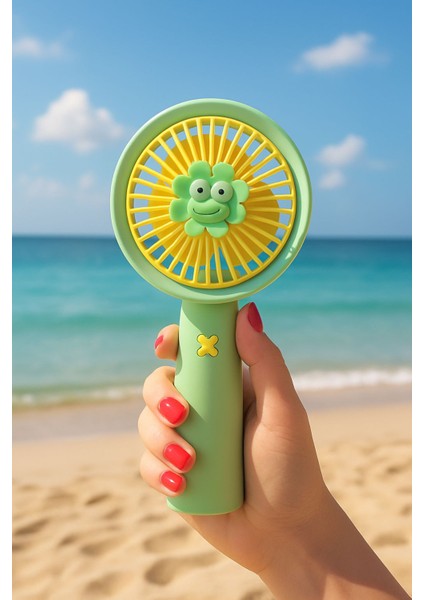 Kurbağa Desenli Mini Şarjlı Serinletici El Fanı fiyatları