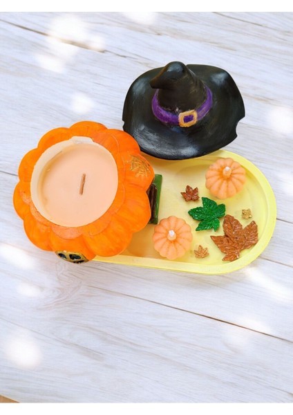 Balkabaklı Rüya Set 2 (Sunumluklu Cadı Balkabağı Evi Mum & Minik Balkabağı Mum Set) fiyatları