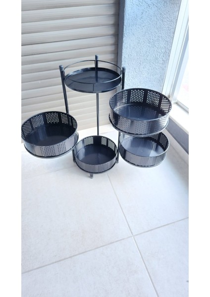 5 Gözlü Katlanabilir Metal Sebzelik Raf | Siyah Renk | 72 cm | Çok Amaçlı Düzenleyici modelleri