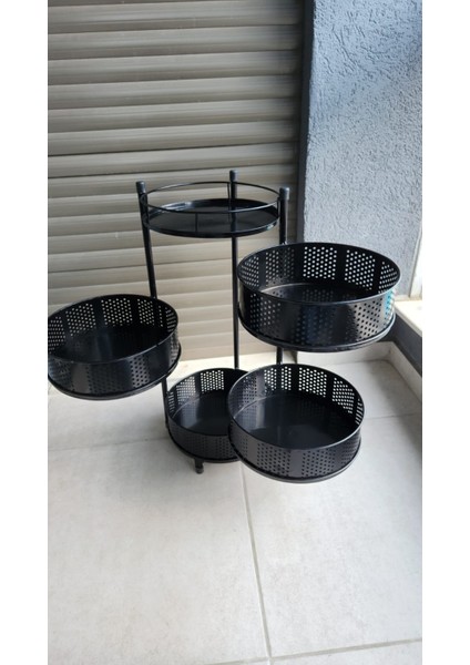 5 Gözlü Katlanabilir Metal Sebzelik Raf | Siyah Renk | 72 cm | Çok Amaçlı Düzenleyici fırsatları