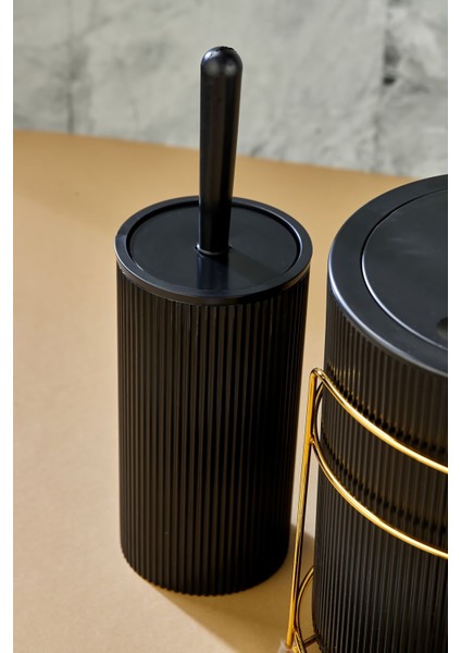 Gold 6 Parça Banyo Seti Metal Standlı Çöp Kovalı Wc Kağıtlık ve Tuvalet Fırçası Katı- Sıvı Sabunluk fırsatları