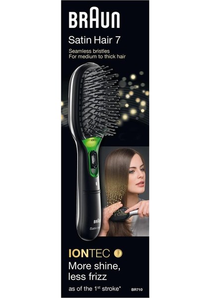 Siyah 7 Iontec Saç Fırçası, Seramik Plaka, 200°C, 220-240V, Şekillendirme ve Bakım