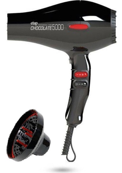 TeknoTrust 2400W Turbo Nano İtalyan Motor Fön ve Dalga Düzleştirici, Siyah, 2 hız ve 2 ısı ayarı