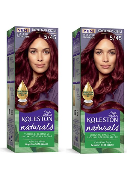 Naturals Saç Boyası Koyu Nar Kızılı 5/45 2x Paket