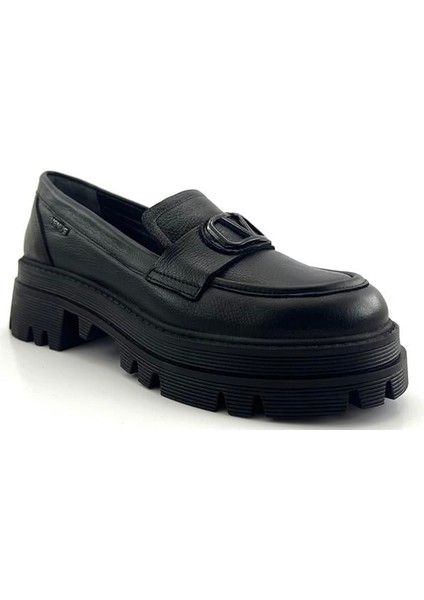2353003 Günlük Hakiki Deri Bayan Ayakkabı-Siyah