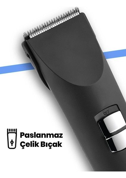 Paslanmaz Çelik Çok Fonksiyonlu Kablosuz Sakal ve Saç Şekillendirici Siyah