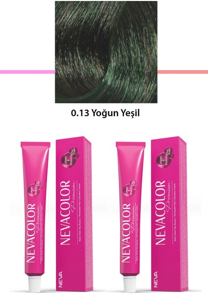 2'li Set Premium 0.13 Yoğun Yeşil - Kalıcı Krem Saç Boyası 2 x 50 G Tüp