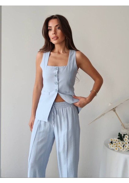 Yeni Sezon Keten Yelek Pantolon Takım
