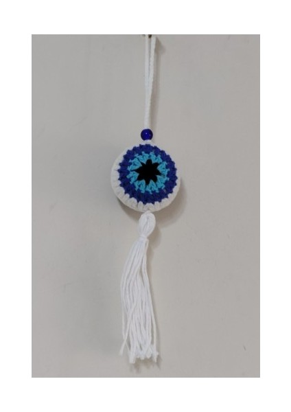 Nazar Boncuğu Desenli Püsküllü Beyaz Araba Süsü modelleri