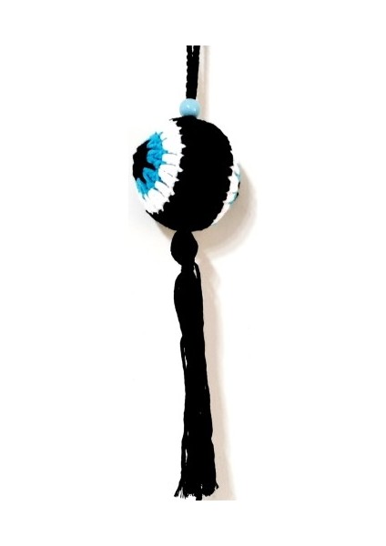 Nazar Boncuğu Desenli Püsküllü Orlon Ipten Siyah Araba Süsü modelleri