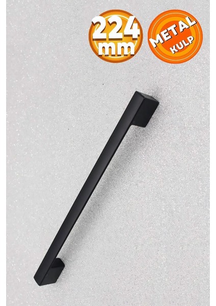 Safran Alüminyum Siyah Mobilya Dolap Çekmece Kulpları 224MM 6 Adet