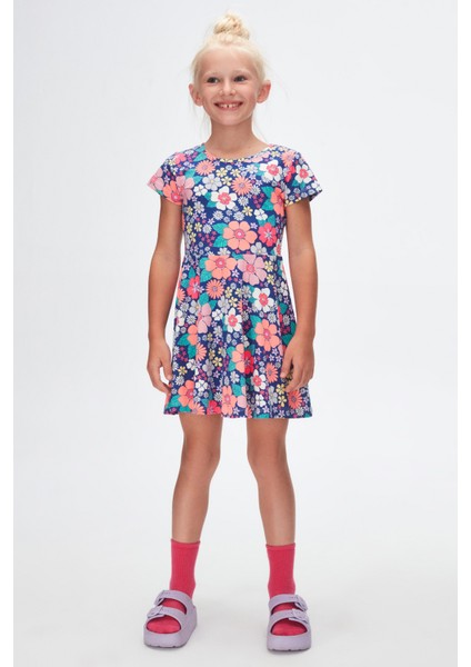 Neon Garden Kız Çocuk Desenli Kısa Kollu Elbise