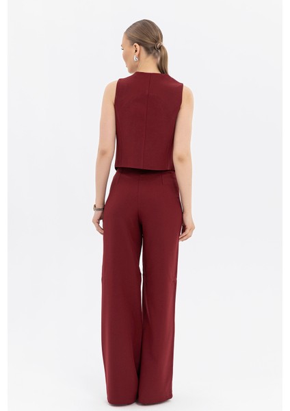 Gümüş 4 Düğmeli Yelek-Pantolon Takım