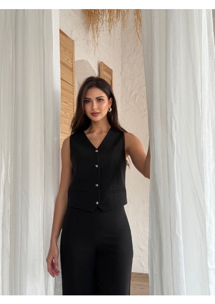 Gümüş 4 Düğmeli Yelek-Pantolon Takım