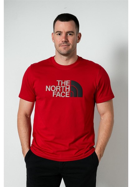 Trend Kapında The North Face Bisiklet Yaka Tshirt Kırmızı modelleri