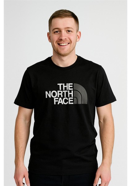 Trend Kapında The North Face Bisiklet Yaka Tshirt Siyah