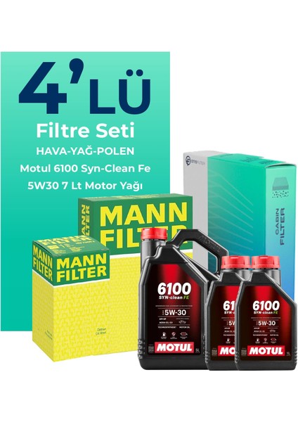 MANN Renault Latitude 2.0 Dizel Filtre Bakım Seti Motul Motor Yağlı (2010-2015) 4 Lü