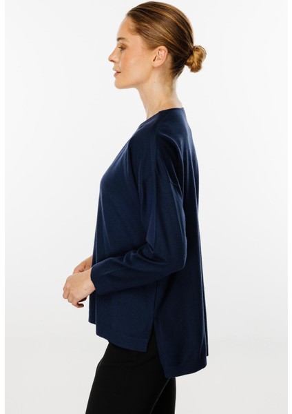 V Yaka Basic Triko Bluz-Lacivert modelleri