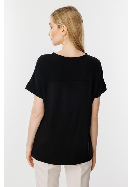 Kısa Kol Sıfır Yaka Bluz-Siyah fırsatları