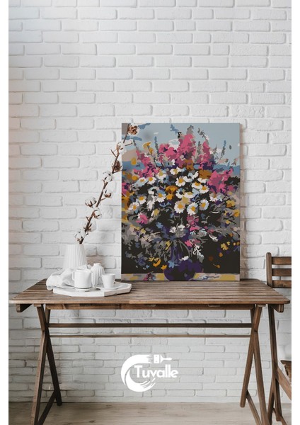 Doğanın Renkli Kucaklaması Sayılarla Boyama Seti, Hobi Seti, 40X50 Tablo, Fırça Boya, Numaralı Tuval