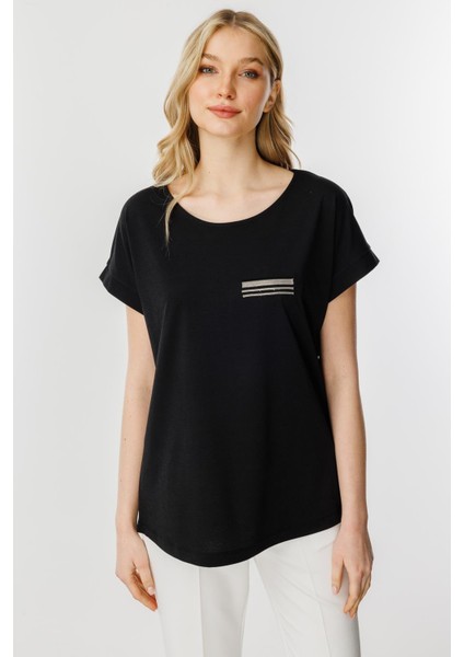 Cep Detaylı Kısa Kol Bluz-Siyah fiyatları
