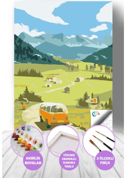 Portakal Vosvosun Hikayesi Sayılarla Boyama Seti, Hobi Seti, 40X50 Tablo, Fırça Boya, Numaralı Tuval