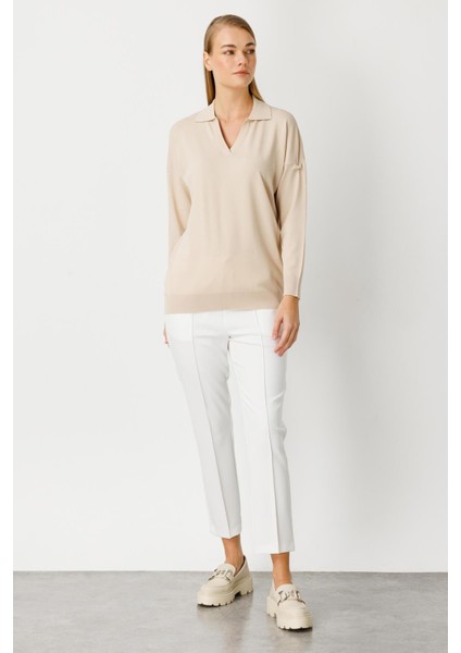 Polo Yaka Uzun Kollu Triko Bluz-Taş modelleri