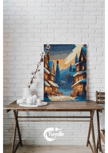 Avrupa Kış Tatil Beldesi Sayılarla Boyama Seti, Hobi Seti, 40X50 Tablo, Fırça Boya, Numaralı Tuval fiyatları