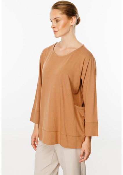 Cepli Tunik Bluz-Tütün