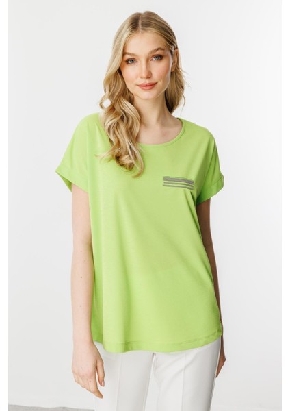 Cep Detaylı Kısa Kol Bluz-Yesil modelleri