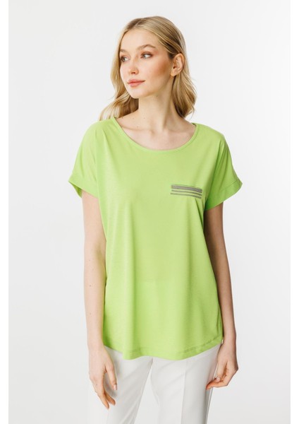 Cep Detaylı Kısa Kol Bluz-Yesil indirimleri