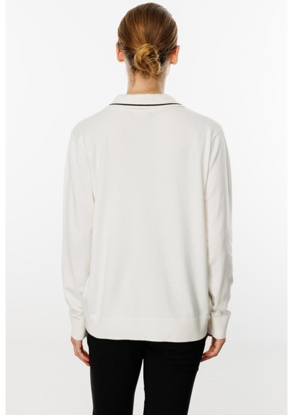 Gömlek Yaka Triko Bluz-Ekru indirimleri