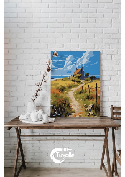 Altın Patika Sayılarla Boyama Seti, Hobi Seti, 40X50 Tablo, Fırça Boya, Numaralı Tuval