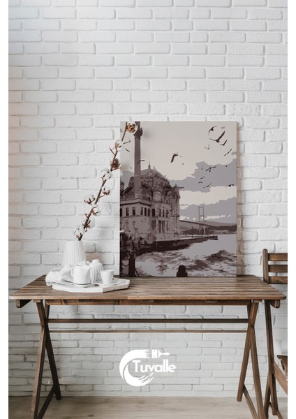 Ortaköy Cami Sayılarla Boyama Seti, Hobi Seti, 40X50 Tablo, Fırça Boya, Numaralı Tuval