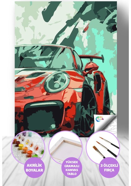 Asfaltın Kralı Sayılarla Boyama Seti, Hobi Seti, 40X50 Tablo, Fırça Boya, Numaralı Tuval