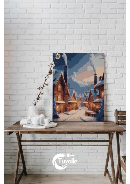 Dumanlı Akşam Sayılarla Boyama Seti, Hobi Seti, 40X50 Tablo, Fırça Boya, Numaralı Tuval