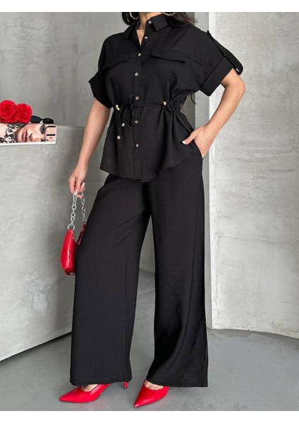 Yeni Sezon Keten Bağlamalı Gömlek Pantolon Takım fiyatları