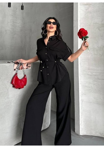 Yeni Sezon Keten Bağlamalı Gömlek Pantolon Takım modelleri